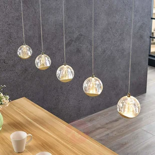 Lampenwelt com Lampa wisząca LED Hayley 5-pkt. podłużna, złota - Lampy sufitowe - miniaturka - grafika 5