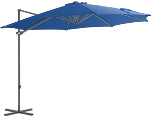 vidaXL Parasol wiszący na stalowym słupku, 300 cm, lazurowy 46999 - Parasole ogrodowe - miniaturka - grafika 2