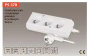 Listwy zasilające - Plastrol Listwa zasilająca Przedł. sieciowy 3 gn. bez przeł.5 m biały 10A prod. (PS-370/5M) - miniaturka - grafika 1