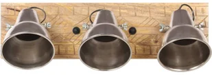 vidaXL Industrialna lampa ścienna, srebrna, 70x23cm, E27, drewno mango 320595 - Lampy ścienne - miniaturka - grafika 4