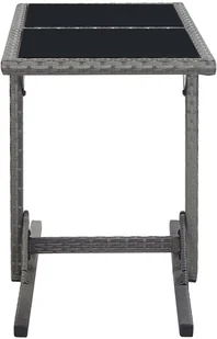 vidaXL Stół ogrodowy, czarny, 110 x 53 x 72 cm, szkło i polirattan - Stoły ogrodowe - miniaturka - grafika 3