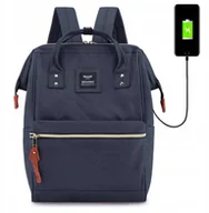 Plecaki szkolne i tornistry - Wro Damski plecak szkolny Himawari 9001 Usb granat - miniaturka - grafika 1