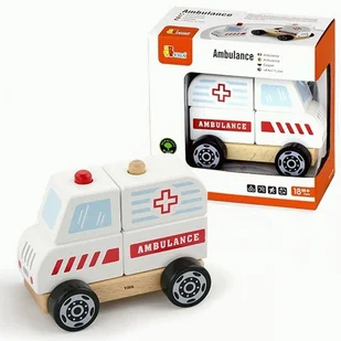 VIGA TOYS Drewniane Klocki Ambulans Karetka Pojazd Auto Pogotowie 50204 - Samochody i pojazdy dla dzieci - miniaturka - grafika 3