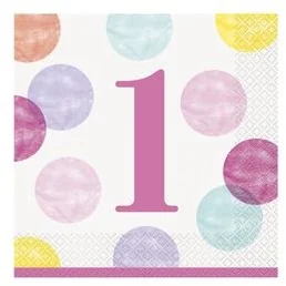 Unique Serwetki "First Birthday" UNIQUE 33 cm 16 szt U73282 - Gadżety dla niej i dla niego - miniaturka - grafika 2