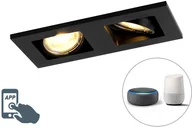 Oprawy, klosze i abażury - QAZQA Oprawa do wbudowania prostokątna czarna 2-źródła światła GU10 WiFi - Qure - miniaturka - grafika 1