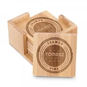 Pozostałe akcesoria barmańskie - Murrano Podkładki bambusowe pod piwo zestaw x6 grawer dla piwosza PDK-BMB-021 - miniaturka - grafika 1