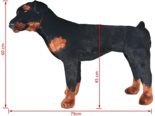 vidaXL vidaXL Pluszowy rottweiler, stojący, czarno-brązowy, XXL - Maskotki i pluszaki - miniaturka - grafika 4