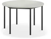 Meble do szkół i przedszkoli - AJ Produkty Biurko SONITUS, okrągłe, 1200x720 mm, szary laminat, antracyt - miniaturka - grafika 1