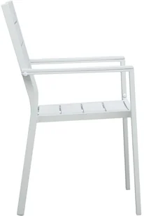 vidaXL Krzesła ogrodowe, 4 szt., białe, HDPE o wyglądzie drewna - Fotele i krzesła ogrodowe - miniaturka - grafika 4