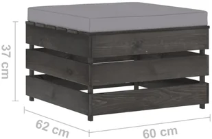 vidaXL Modułowy stołek z poduszką impregnowane na szaro drewno 3068133 - Pufy i podnóżki - miniaturka - grafika 6
