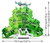 Kostki, złączki, wtyczki - WAGO Terminal przewodzący ochronny potrójny WAGO 5.20 mm Sprężynowe Alokacja Terre zielono-żółty 2002-3237 50 szt 2002-3237 - miniaturka - grafika 1