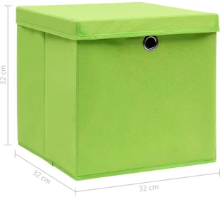 vidaXL Pudełka z pokrywami, 4 szt., zielone, 32x32x32 cm, tkanina vidaXL - Pudła i pojemniki do przechowywania - miniaturka - grafika 6