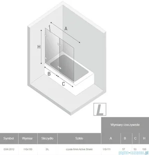 NEW TRENDY Avexa Gold parawan nawannowy 2-częściowy 110x150 cm lewy przejrzyste EXK-2012 | - Akcesoria do armatury i ceramiki - miniaturka - grafika 2
