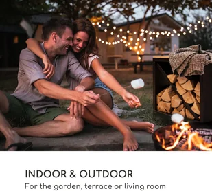 Blumfeldt Blumfeldt Firebowl Kindlewood S Black, schowek na drewno, ławka do siedzenia, 57 x 56 x 36 cm, bambus. cynk GDI11-KindlewoodS-BK - Akcesoria kominkowe - miniaturka - grafika 3