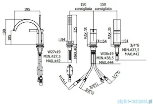 Paffoni Rock bateria wannowa 3-otworowa chrom RO040CR | - Baterie umywalkowe - miniaturka - grafika 2
