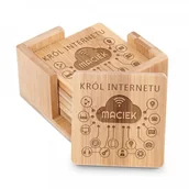 Pozostałe akcesoria barmańskie - Murrano Podkładki bambusowe pod piwo kawę zestaw x6 grawer król Internetu PDK-BMB-022 - miniaturka - grafika 1