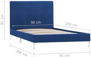 vidaXL Rama łóżka, niebieska, tapicerowana tkaniną, 90 x 200 cm - Łóżka - miniaturka - grafika 6