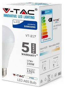 V-TAC Żarówka LED SAMSUNG CHIP 17W E27 A65 VT-217 6400K 1521lm - Żarówki LED - miniaturka - grafika 2