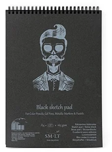 SM.LT EB-30ts/Black Authentic Line A4 szkicownik, 165 GSM lekko strukturalny Czarny, 30 arkuszy papieru, z perforacją, recyklingowej pokrywka, z podwójnym zamkiem spirala EB-30TS/BLACK - Notesy i bloczki - miniaturka - grafika 2