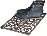 Wycieraczki - Relaxdays wycieraczka ze szczotką, owalna, w stylu secesyjnym, z wytrzymałego metalu z antypoślizgowymi nóżkami, pasuje do stylu dworkowego 10020112_470 - miniaturka - grafika 1