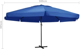 vidaXL Parasol ogrodowy na słupku aluminiowym, 500 cm, lazurowy 47369 - Parasole ogrodowe - miniaturka - grafika 6