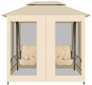 Elior Producent: Altanka ogrodowa Marja z hu$161tawk$162 ecru vidaxl_43239 - Huśtawki - miniaturka - grafika 6