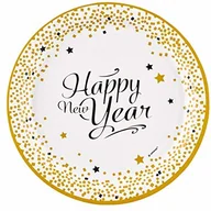 Kinder party - amscan generique  8 talerz z kartonu Happy New Year złoty 23 cm - miniaturka - grafika 1
