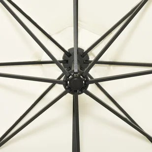 vidaXL Wiszący parasol z lampkami LED i słupkiem, piaskowy, 300 cm 312336 - Parasole ogrodowe - miniaturka - grafika 2