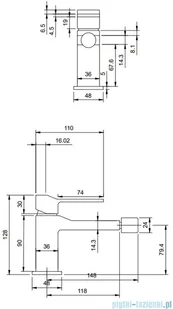 Omnires Slide bateria bidetowa grafit SL7720GR - Baterie bidetowe - miniaturka - grafika 2