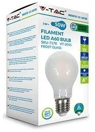V-TAC Żarówka LED 5W Filament E27 A60 Mrożona VT-2045 2700K 600lm - Żarówki LED - miniaturka - grafika 2