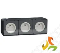 Gniazdka elektryczne - Schneider Electric MUREVA STYL Gniazdo 3 potrójne z uziemieniem 2P+PE IP55 antracyt MUR36037 MUR36037/SCH - miniaturka - grafika 1