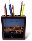 Pojemniki biurowe - 3dRose 3dRose ph_234468_1 15 cm"Image of Pittsburgh at Night" uchwyt na długopisy do płytek ph_234468_1 - miniaturka - grafika 1