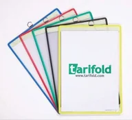 Akcesoria do projektorów - TARIFOLD Kieszeń TARIFOLD z uchem do powieszenia, A4 pionowo, czerwone F154503 - miniaturka - grafika 1