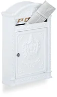 Skrzynki na listy - Relaxdays angielskim ścienna skrzynka na listy ze stopu aluminium z szeroką szczeliną do wrzucania kopert DIN A4, biały 10020107_49 - miniaturka - grafika 1