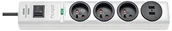Przedłużacze i rozgałęźniki - Brennenstuhl Hugo listwa z gniazdami wtykowymi, 3-krotnie/2 gniazd USB z ochroną przed przepięciem kabel 2 m, 230 V, biały 1150611523 - miniaturka - grafika 1