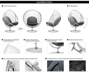 King Home Fotel BUBBLE STAND 2 poduszka żółta - akryl, chrom, wełna 44790-0 - Fotele - miniaturka - grafika 10
