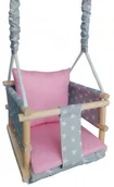 Leżaczki i huśtawki - Różowo-szara huśtawka dla dziewczynki 3w1 D6-W66 - miniaturka - grafika 1