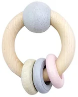 Grzechotki dla dzieci - Hess Holzspielzeug 1118 - drewniana zabawka, okrągła grzechotka z kulką i 3 pierścieniami z drewna, naturalny różowy Hess_11118 - miniaturka - grafika 1