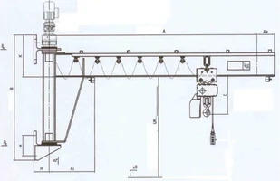 030 DOSTAWA GRATIS! 03060631 Żuraw przyścienny obrotowy + wciągnik łańcuchowy elektryczny na wózku ręcznym udźwig 250 kg długość ramienia 3000 mm) 60631-uniw - Wyposażenie gospodarstwa rolnego - miniaturka - grafika 2