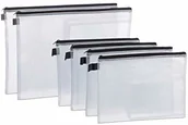 Teczki i skoroszyty - Relaxdays Relaxdays, Przezroczysta/czarna teczka na dokumenty 6 sztuk, DIN A4 i A5, zamek błyskawiczny, pętelka, teczka na dokumenty podróżne, PVC, standardowa 10024118_46 - miniaturka - grafika 1