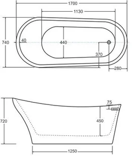 Besco Wanna wolnostojąca Calima 170x74 cm + maskownice syfonu w kolorze złotym - Wanny - miniaturka - grafika 7