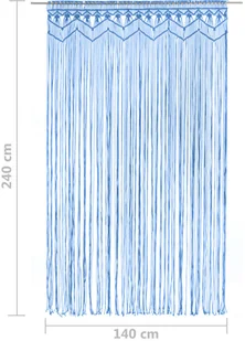 vidaXL Zasłona z makramy, niebieska, 140 x 240 cm, bawełna - Zasłony - miniaturka - grafika 20