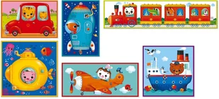 Janod Duże klocki Pojazdy, 6 elementów - Klocki - miniaturka - grafika 2