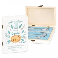 Sztućce dla dzieci - Murrano Zestaw Sztućców Dla Dzieci W Drewnianym Etui Nadruk Lew SZT-ANIMALS_DRW-UV-012 - miniaturka - grafika 1