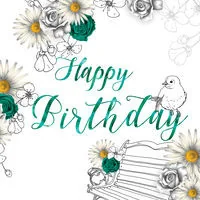 Clear Creations Karnet urodzinowy z kryształkiem Swarovskiego, turkusowe kwiaty - Kartki okolicznościowe i zaproszenia - miniaturka - grafika 2