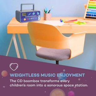 Auna Kidsbox Space CD Boombox, odtwarzacz CD, bluetooth, FM, USB, wyświetlacz LED, szary KBB-088-KidsboxSpace - Inne akcesoria audio-wideo - miniaturka - grafika 2