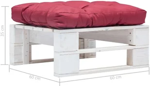 vidaXL Ogrodowy stołek z palet z czerwoną poduszką, biały, drewno FSC vidaXL - Pozostałe meble ogrodowe - miniaturka - grafika 3