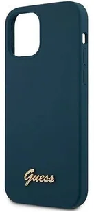 Guess GUHCP12SLSLMGBL iPhone 12 mini 5,4" niebieski/blue hardcase Metal Logo Script GUE001068 - Etui i futerały do telefonów - miniaturka - grafika 7