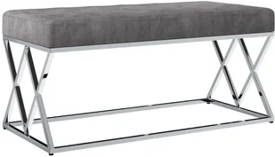 vidaXL Ławka, 97 cm, szara, aksamitna tkanina i stal nierdzewna vidaXL - Ławki do przedpokoju - miniaturka - grafika 2