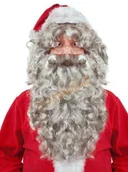 Dodatki do strojów karnawałowych - Strojemikolaja.pl Broda Mikołaja długa z peruką (40 cm) - siwa - miniaturka - grafika 1